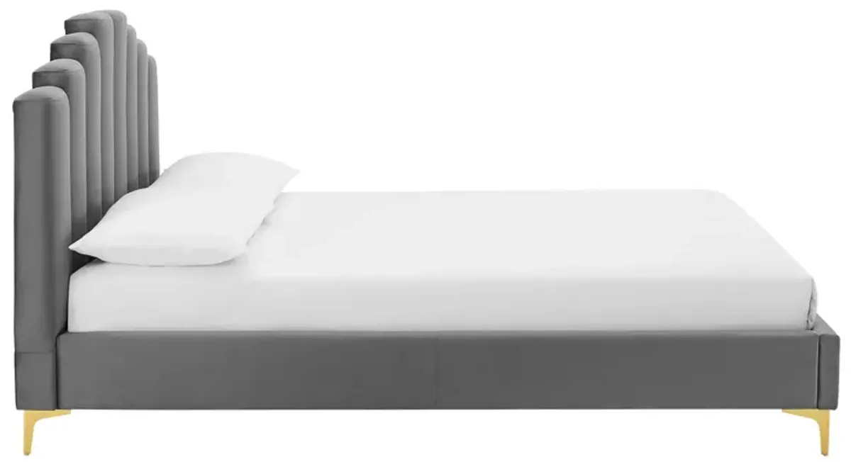 Olivia Queen Performance Velvet Platform Bed