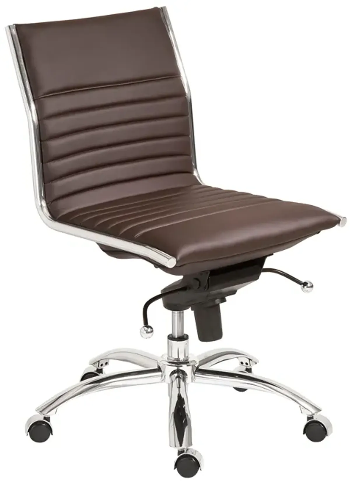 Dirk Low Back Office Chair w/o Armrests in Brown with Chromed Steel Base