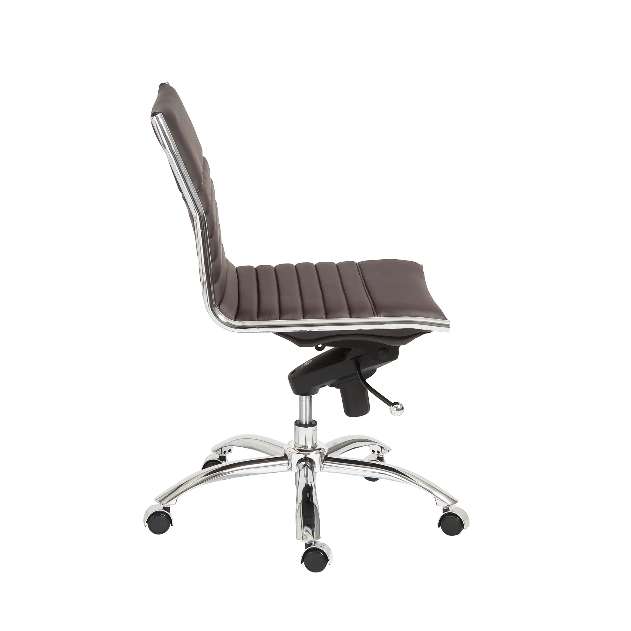 Dirk Low Back Office Chair w/o Armrests in Brown with Chromed Steel Base