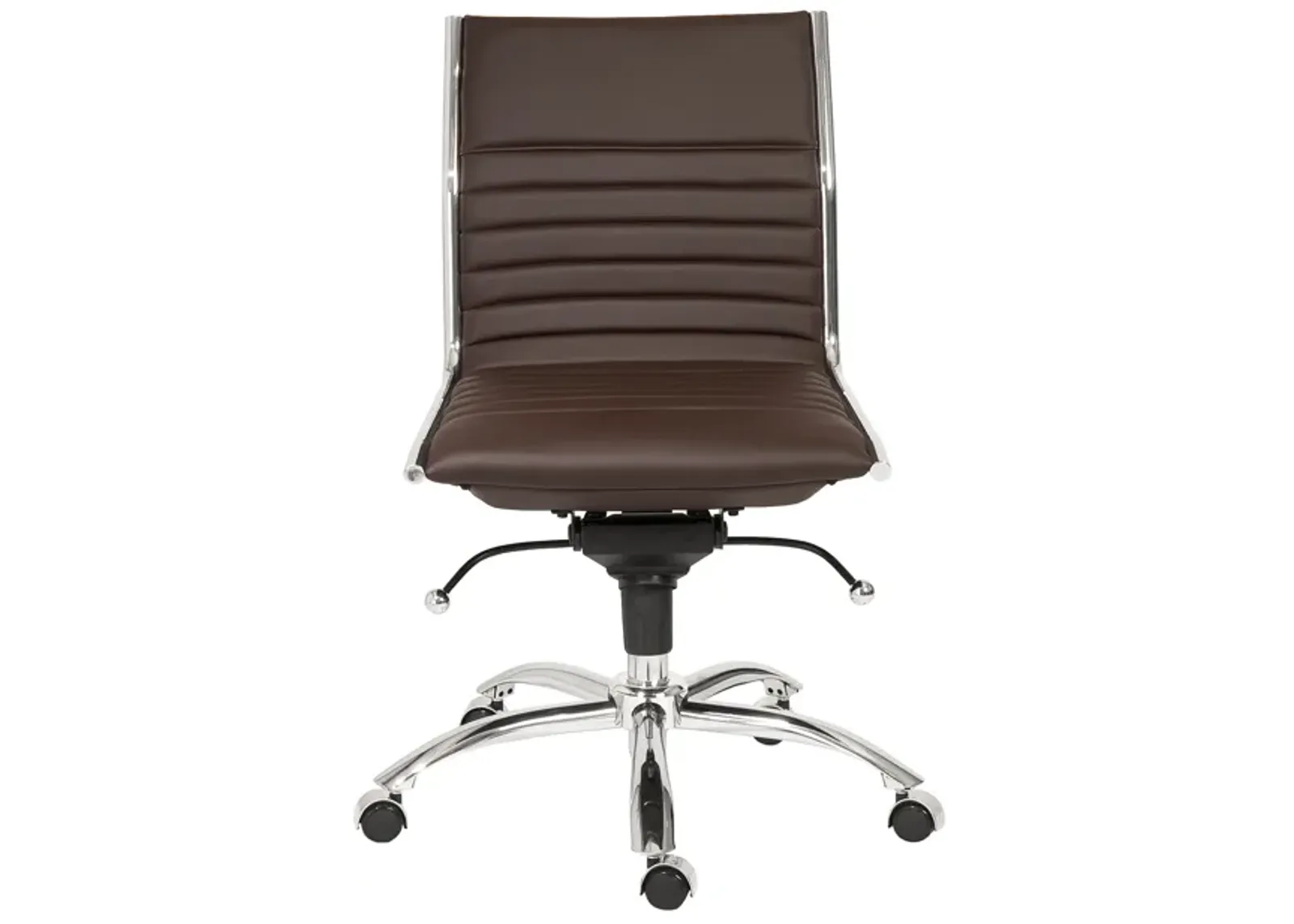 Dirk Low Back Office Chair w/o Armrests in Brown with Chromed Steel Base