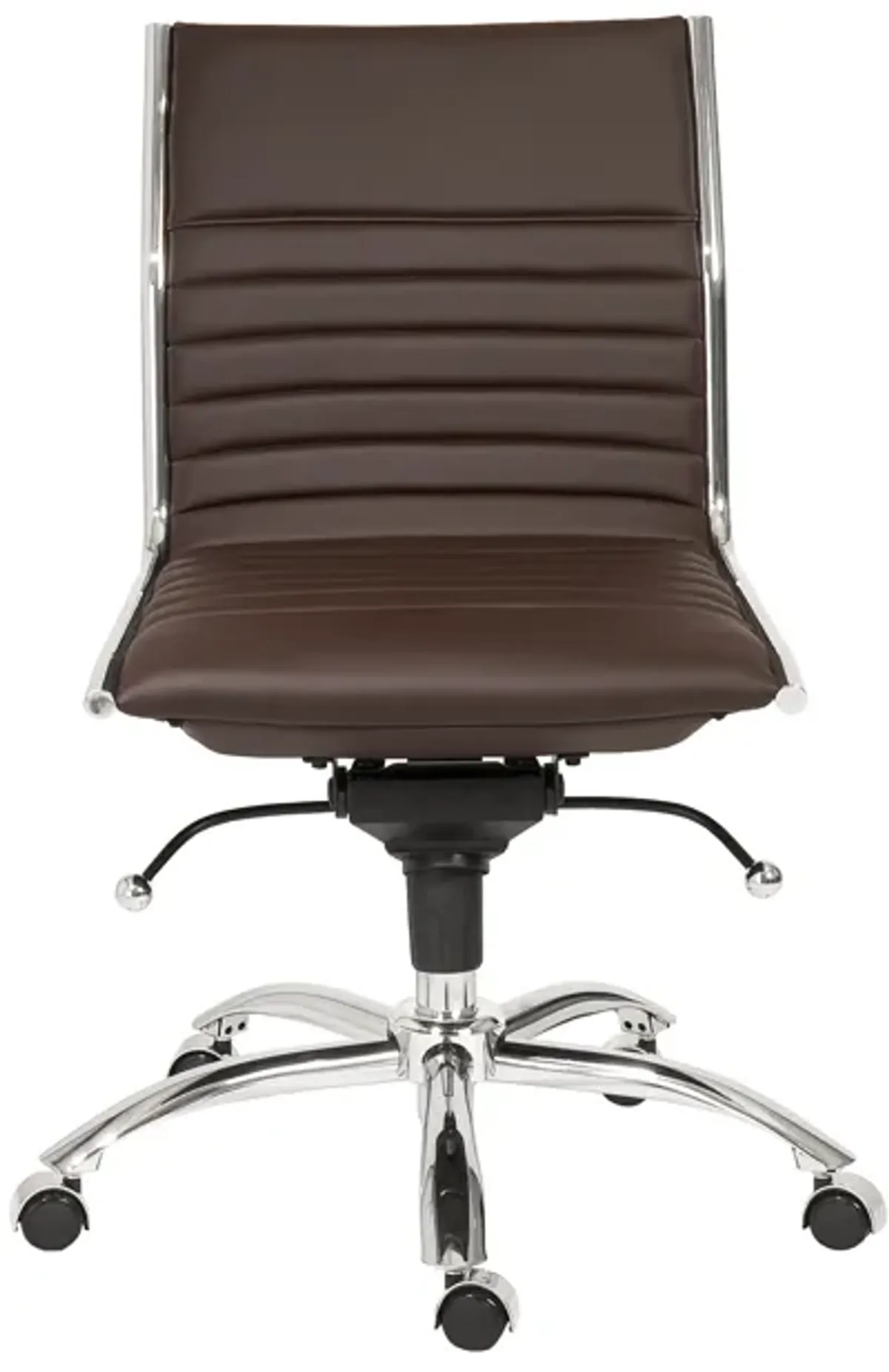 Dirk Low Back Office Chair w/o Armrests in Brown with Chromed Steel Base