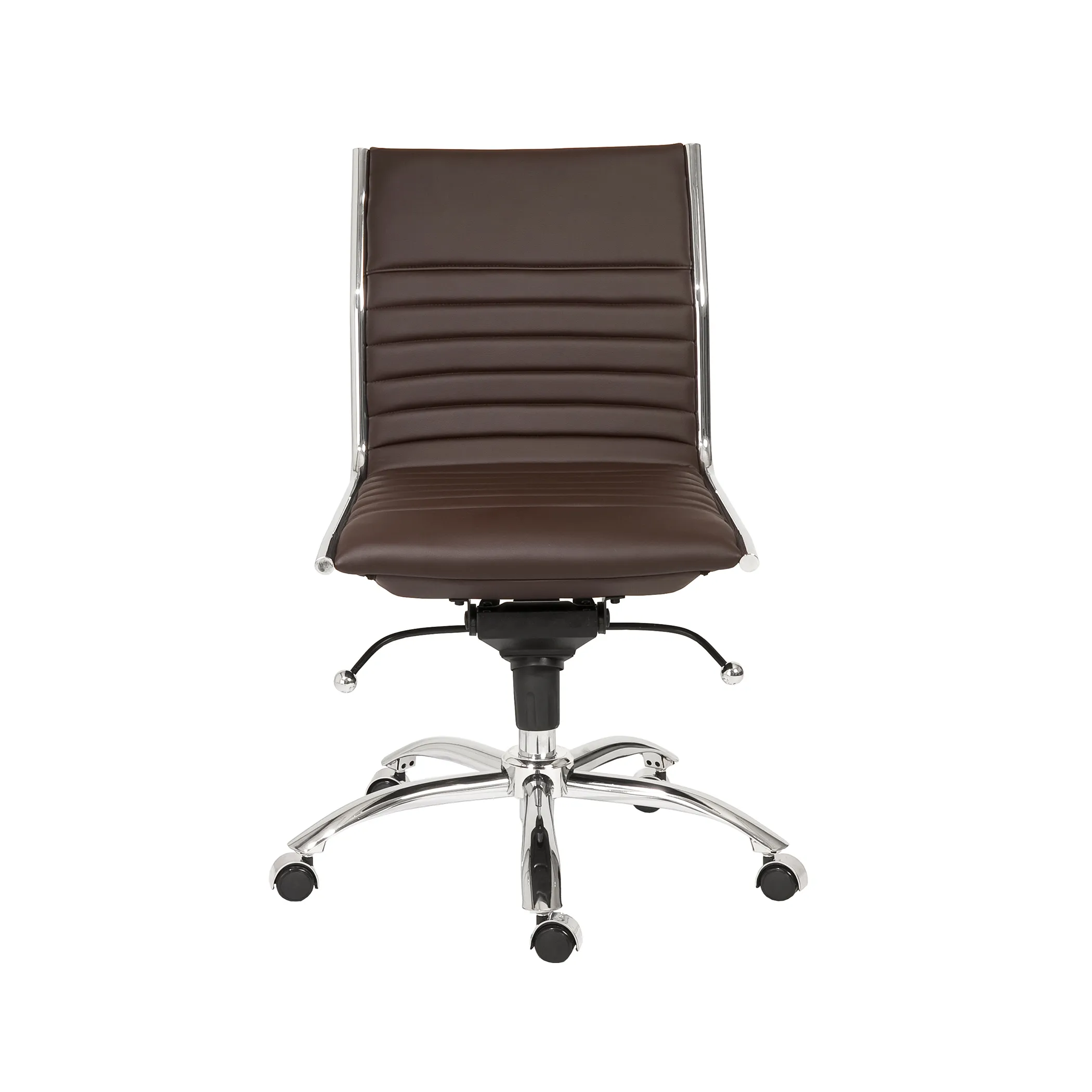 Dirk Low Back Office Chair w/o Armrests in Brown with Chromed Steel Base