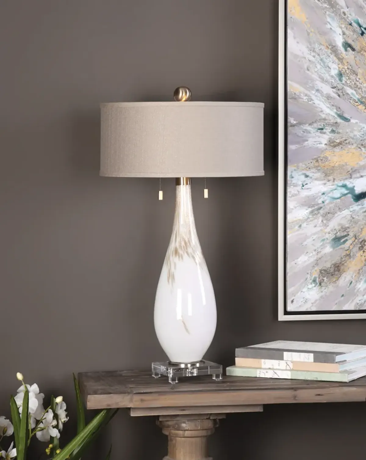 Cardoni White Glass Table Lamp