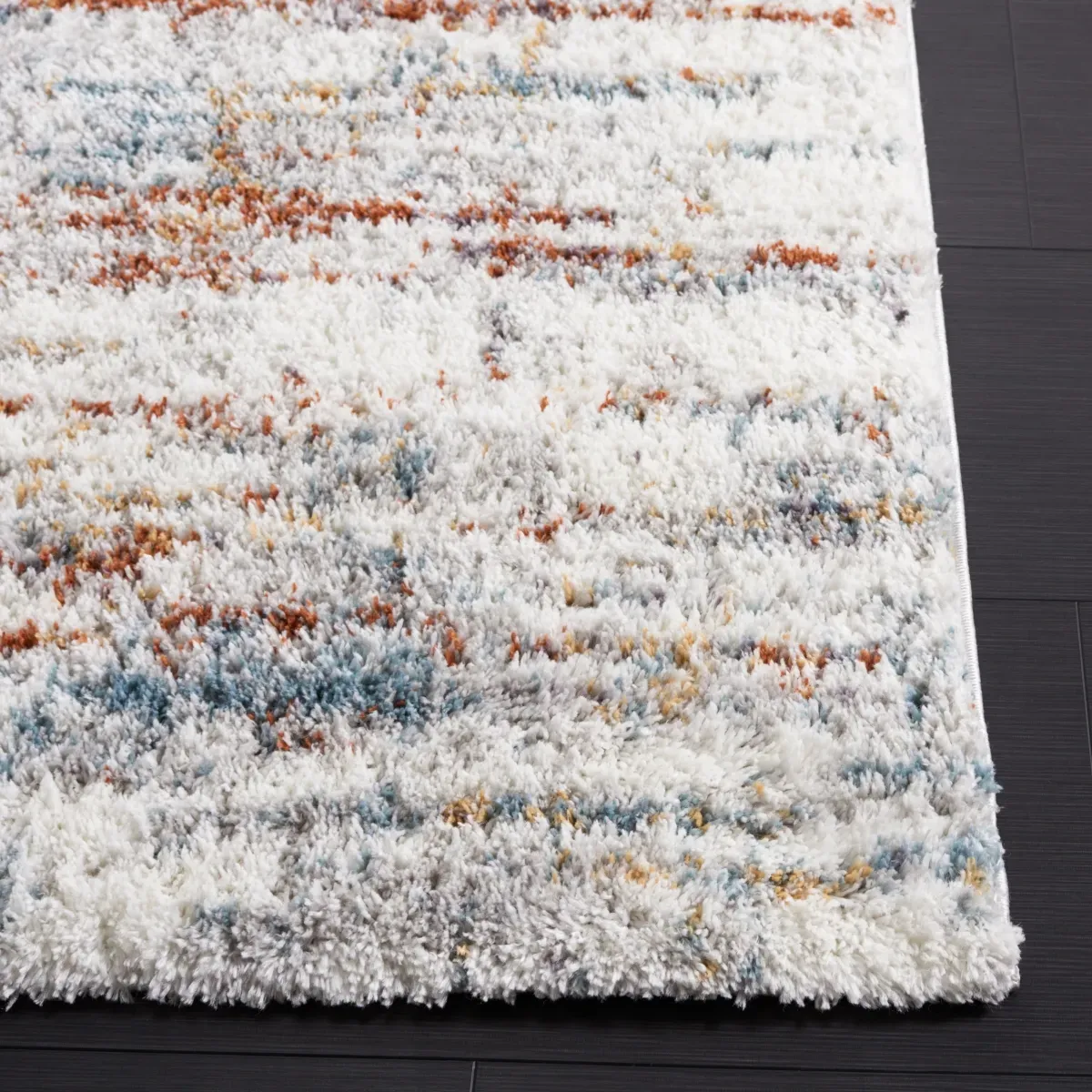 BERBER SHAG 577 BLUE RUST  2'-3' x 14' Runner Rug