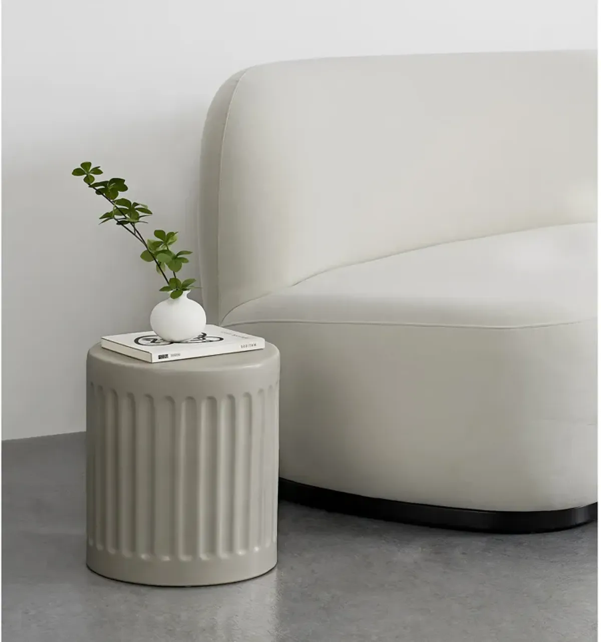 Lucian White Ceramic Outdoor Side Table