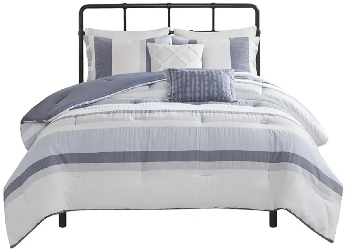 Madison Park Allegany Blue 5 Piece Jacquard Comforter Set