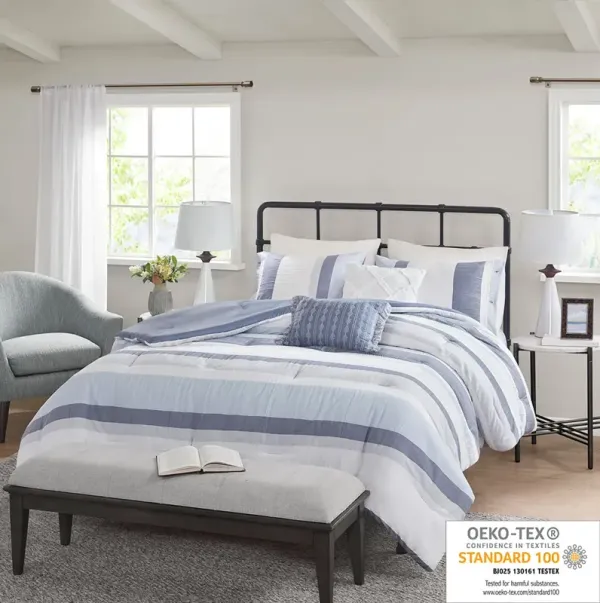 Madison Park Allegany Blue 5 Piece Jacquard Comforter Set