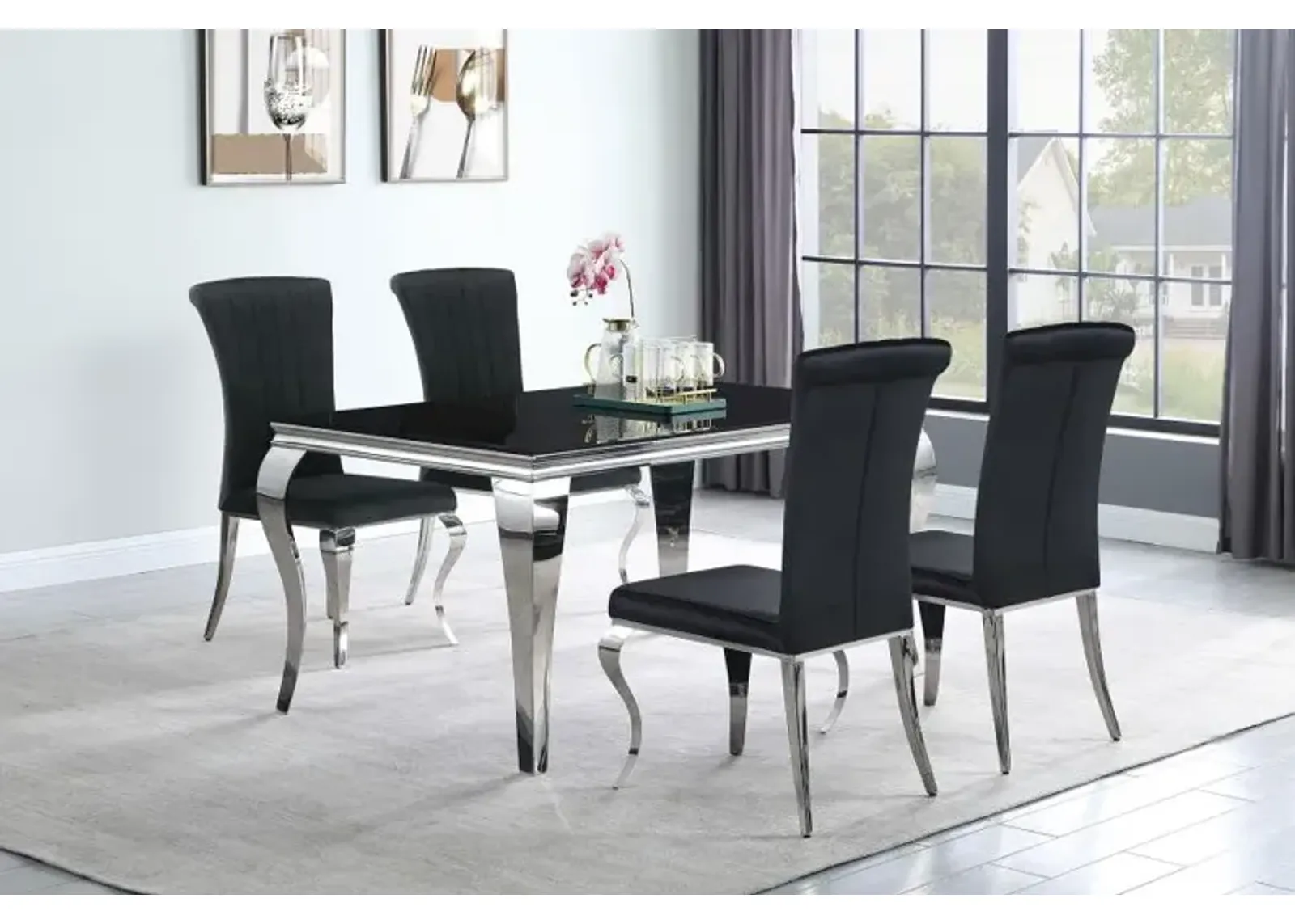 Carone 5-piece 61" Rectangular Dining Set Black and Chrome