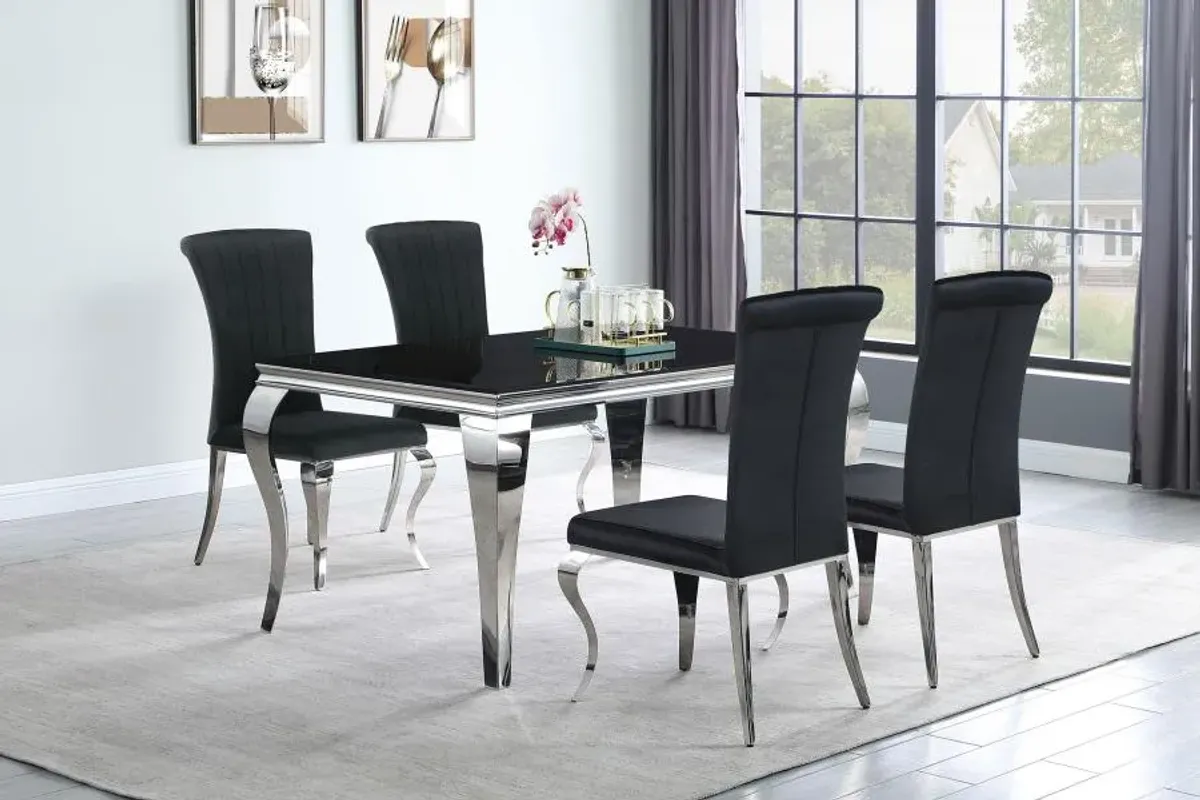 Carone 5-piece 61" Rectangular Dining Set Black and Chrome