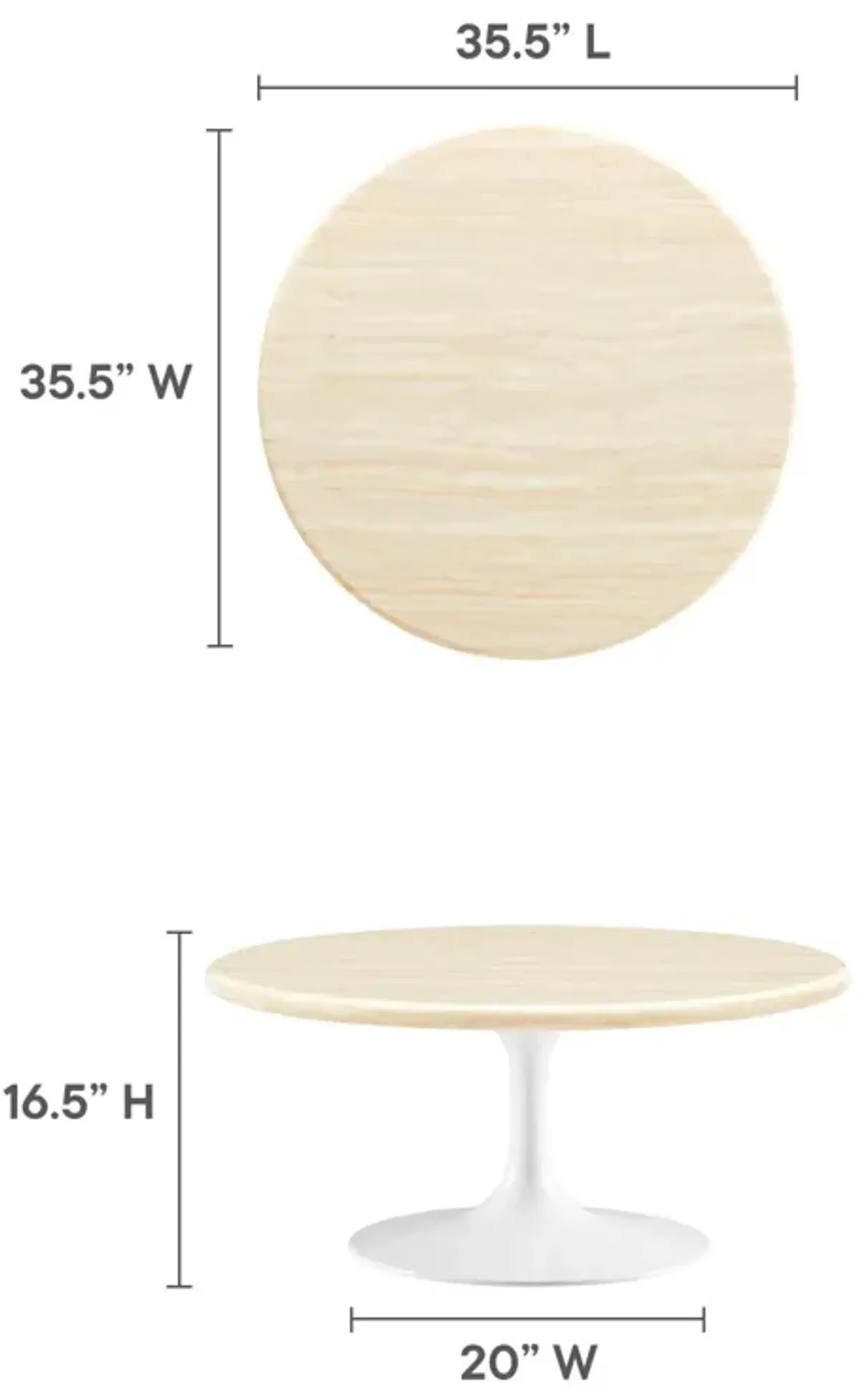 Lippa 36" Round Artificial Travertine  Coffee Table