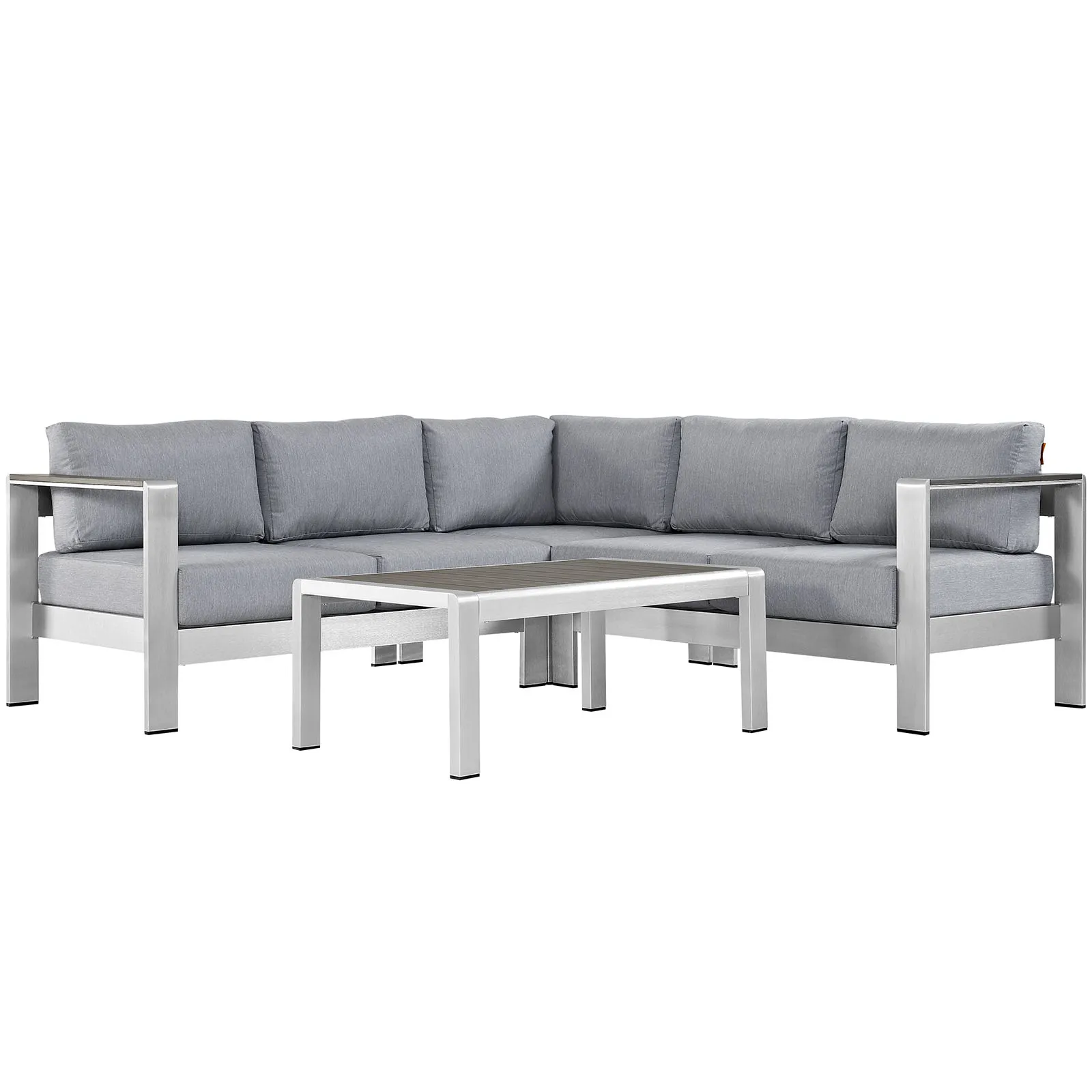 Shore 4 Piece Outdoor Patio Aluminum Sectional Sofa Set