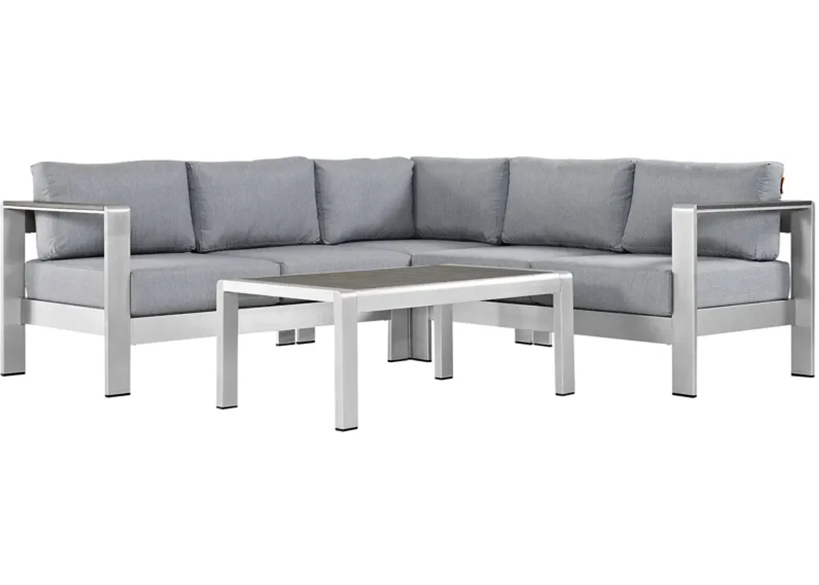 Shore 4 Piece Outdoor Patio Aluminum Sectional Sofa Set