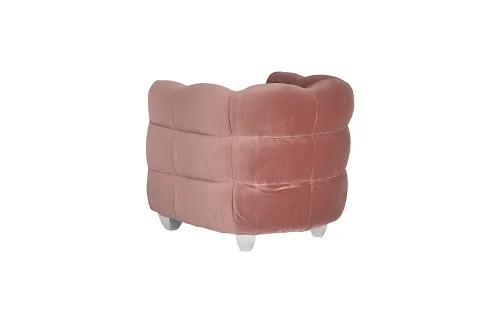 cloud club chair, coral pink fabric, stainless steel legs