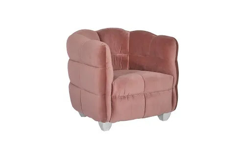 cloud club chair, coral pink fabric, stainless steel legs