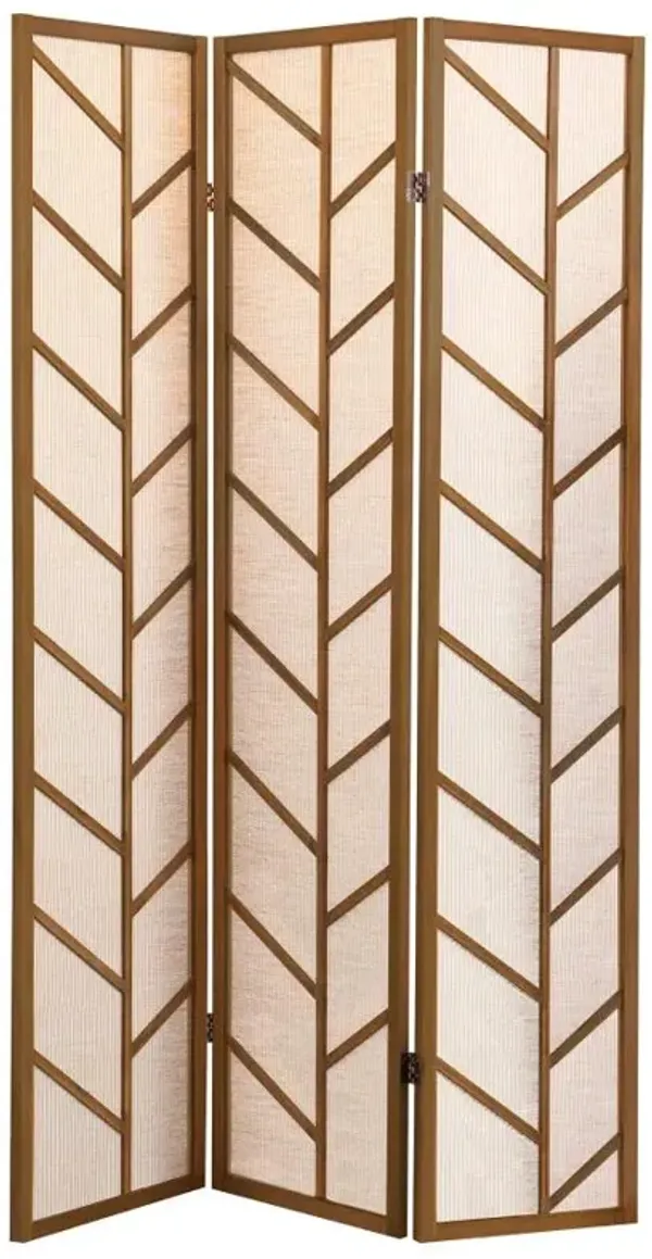 Mila Foldable 3-panel Screen Walnut and Linen