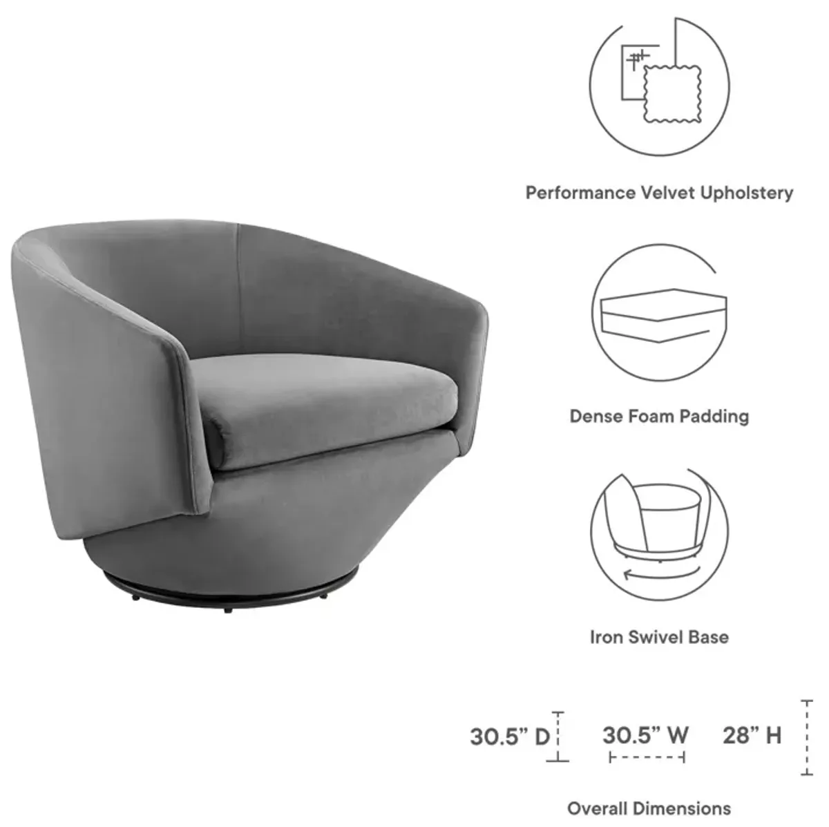 Series Performance Velvet Fabric Swivel Chair