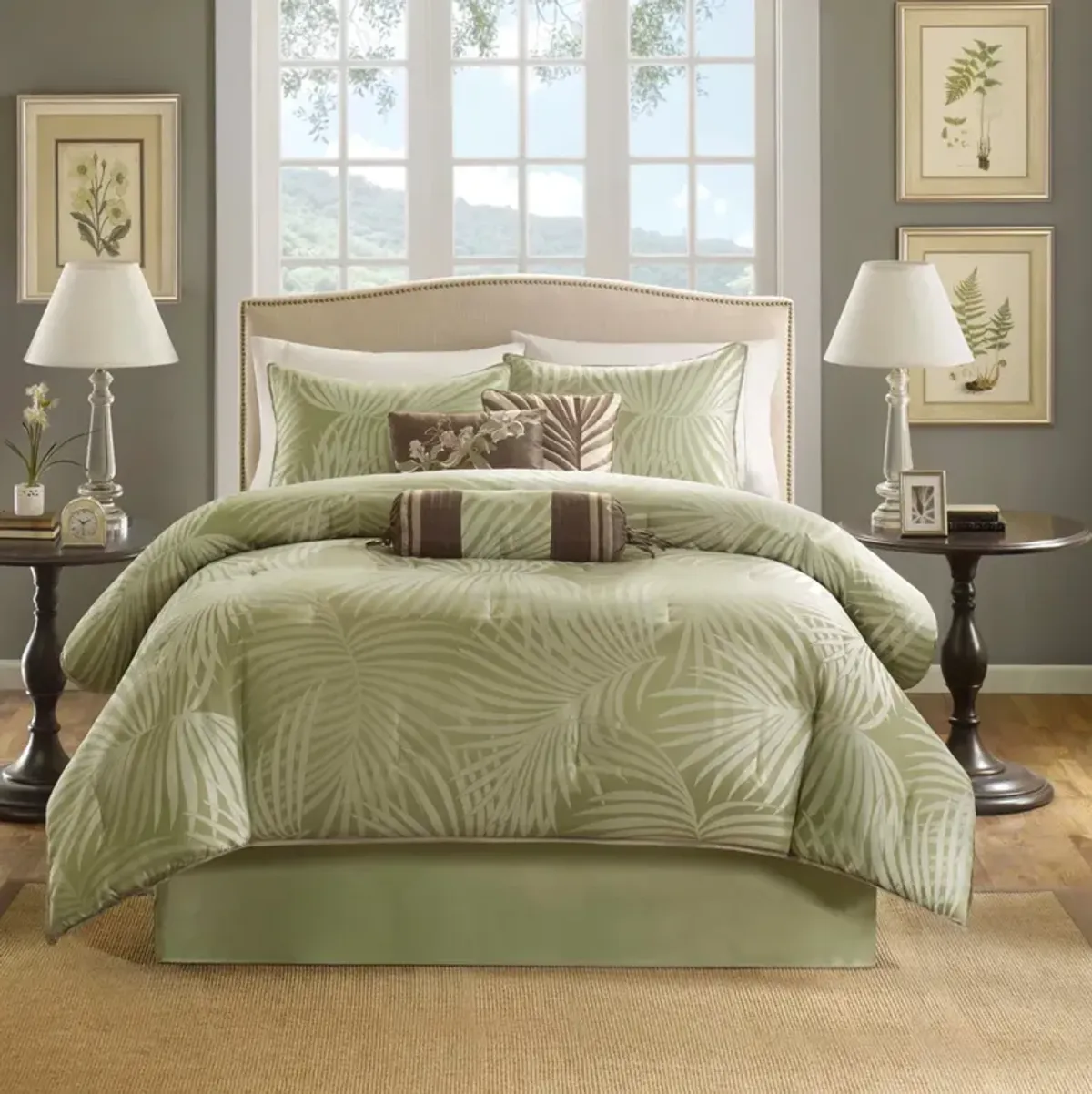 Madison Park Freeport Olive Green 7 Piece Comforter Set