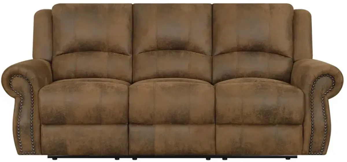 Sir Rawlinson Rolled Arm Motion Sofa with Nailhead Trim Buckskin Brown