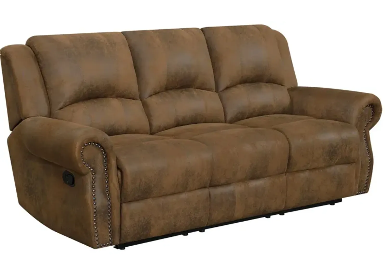 Sir Rawlinson Rolled Arm Motion Sofa with Nailhead Trim Buckskin Brown