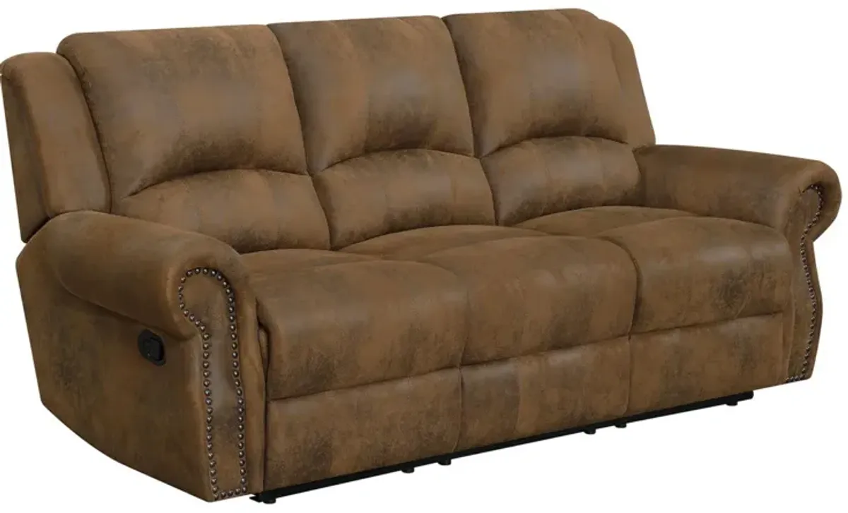 Sir Rawlinson Rolled Arm Motion Sofa with Nailhead Trim Buckskin Brown