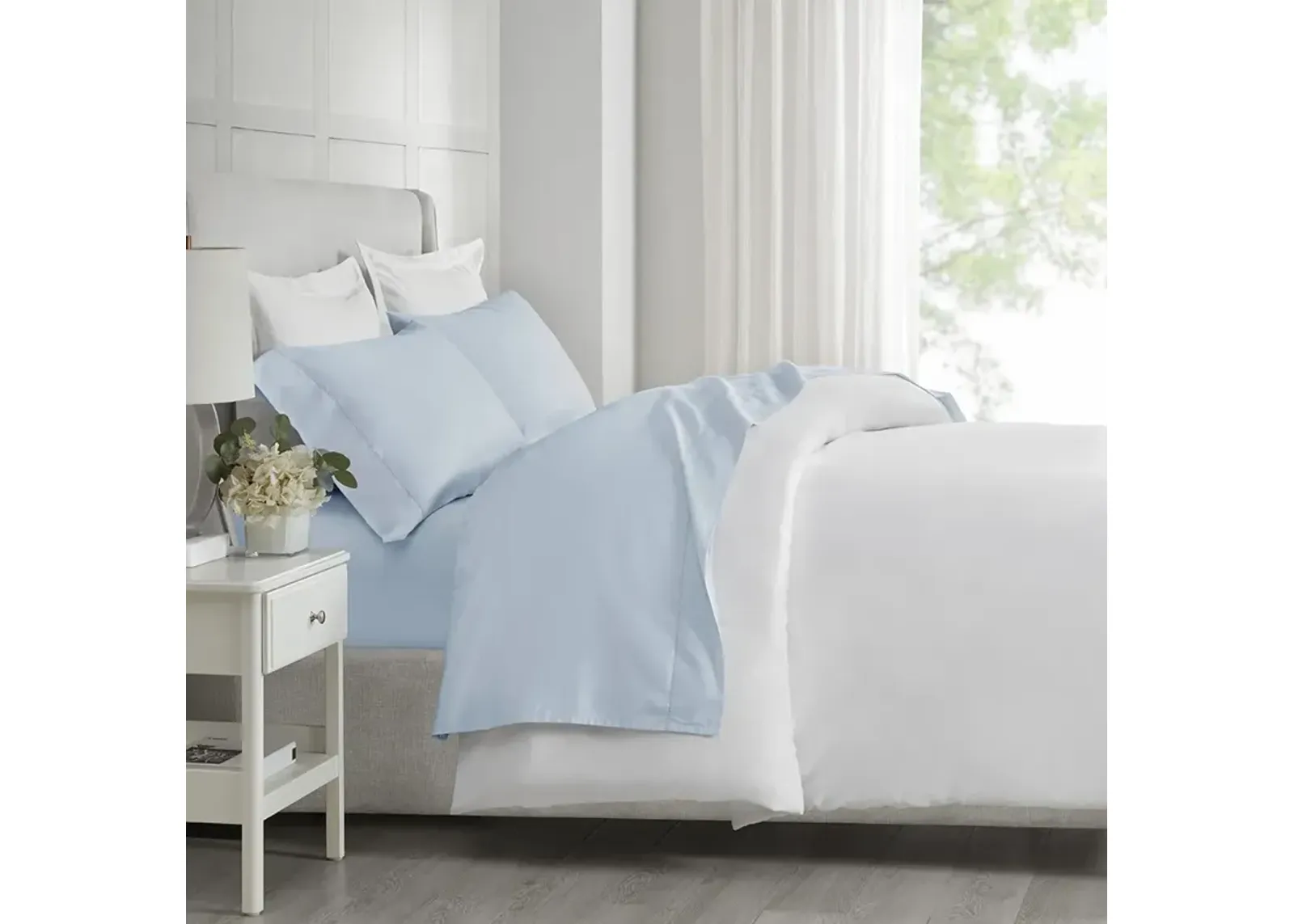 Madison Park 500 Thread Count Egyptian Cotton Blue Deep Pocket Sheet Set