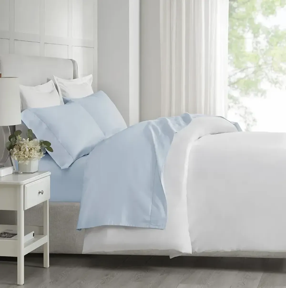 Madison Park 500 Thread Count Egyptian Cotton Blue Deep Pocket Sheet Set