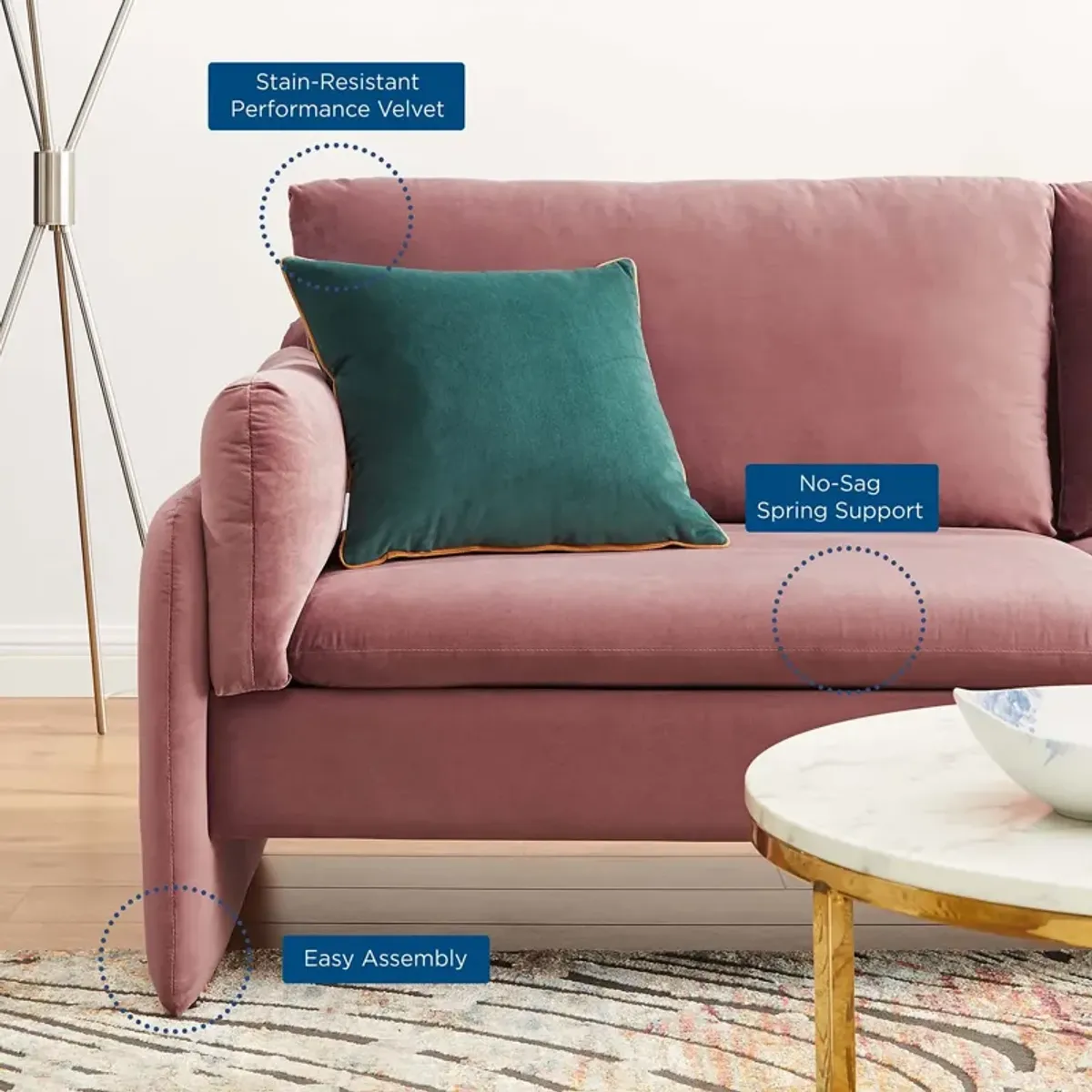 Indicate Performance Velvet Sofa