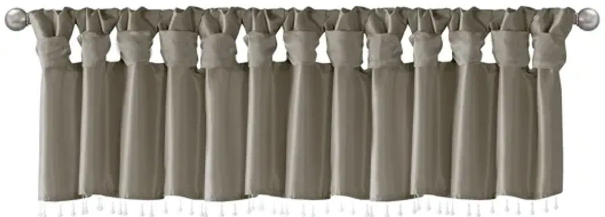 Madison Park Emilia Pewter Lightweight Faux Silk Valance With Beads