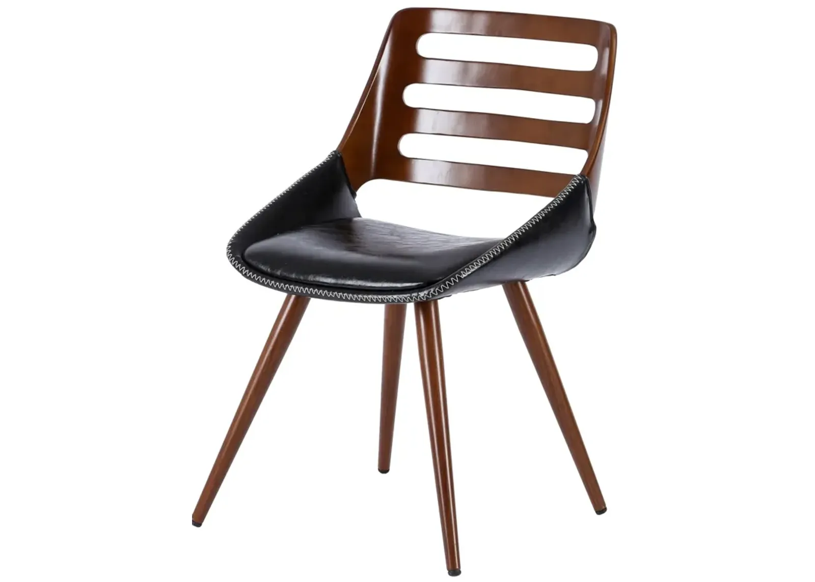 shelton kd pu bamboo dining side chair, black/walnut