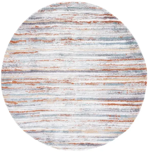 BERBER SHAG 565 BLUE RUST  5'-5' x 5'-5' Round Round Rug