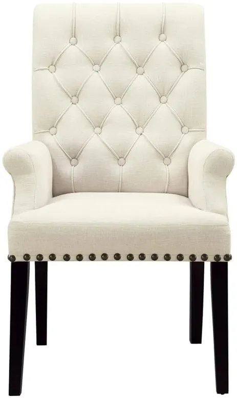 Alana Tufted Back Upholstered Arm Chair Beige