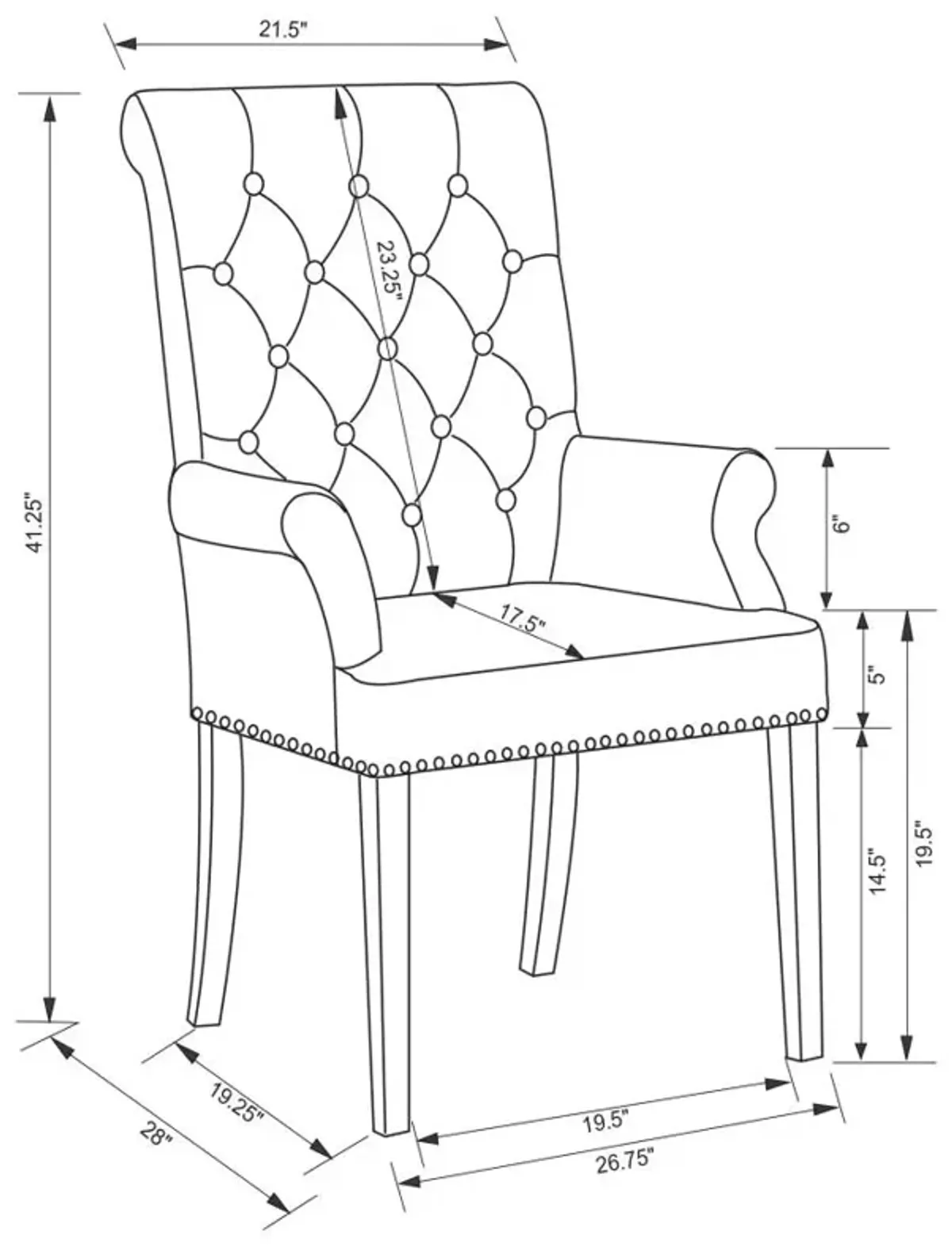 Alana Tufted Back Upholstered Arm Chair Beige