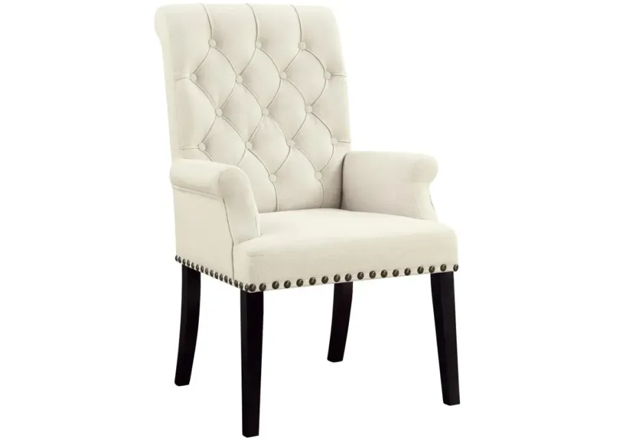 Alana Tufted Back Upholstered Arm Chair Beige