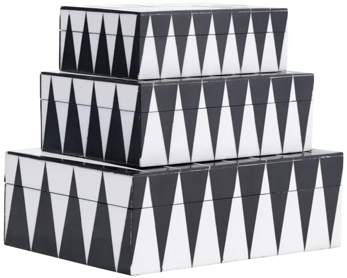 Resin,s/3 6/7/9",sharp Lines Rec Boxes,black/white