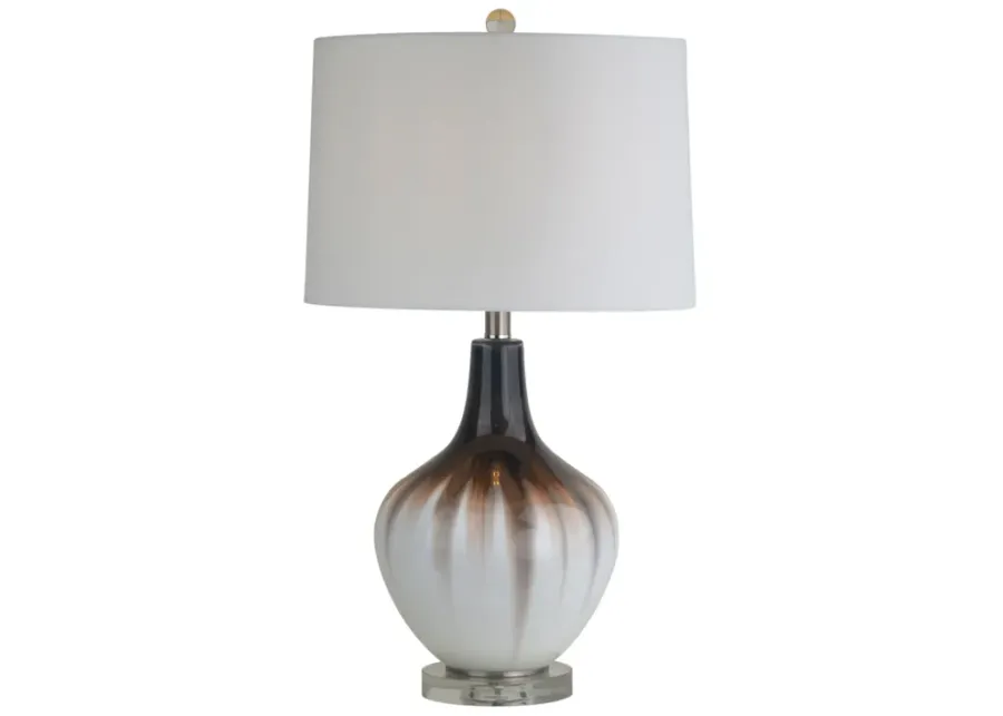 Glass 26" 2-tone Bottle Table Lamp, White