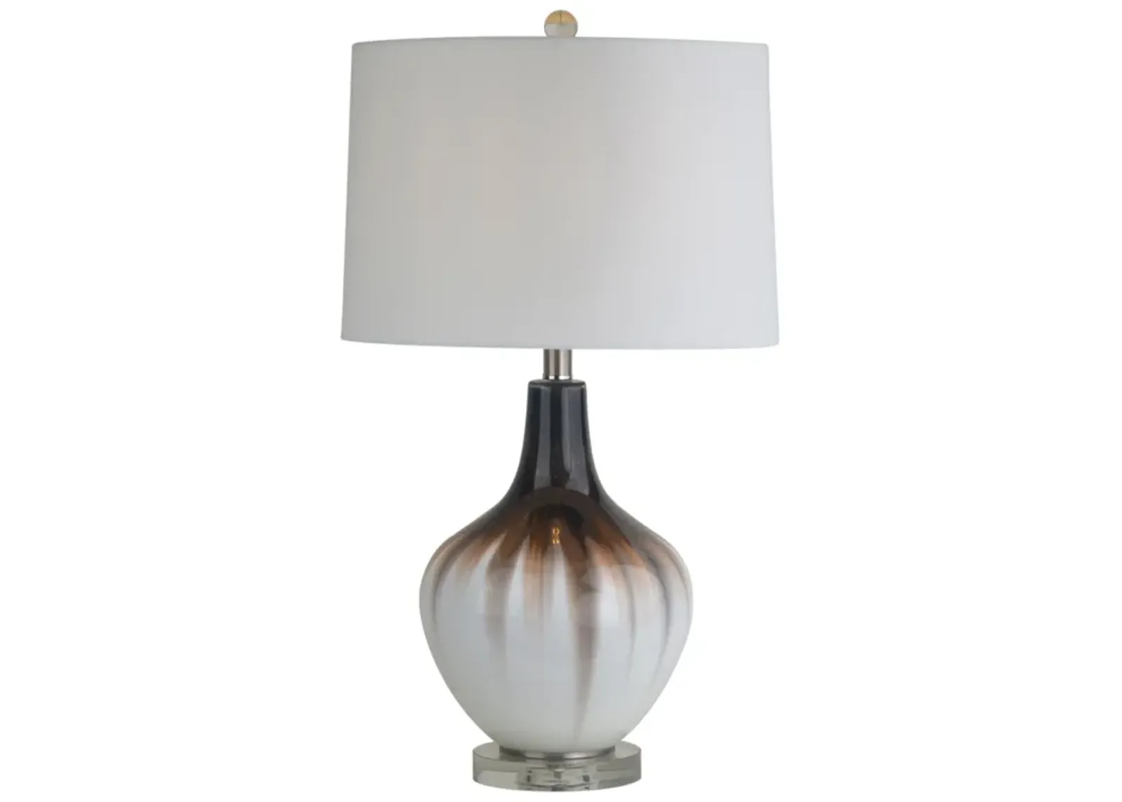 Glass 26" 2-tone Bottle Table Lamp, White