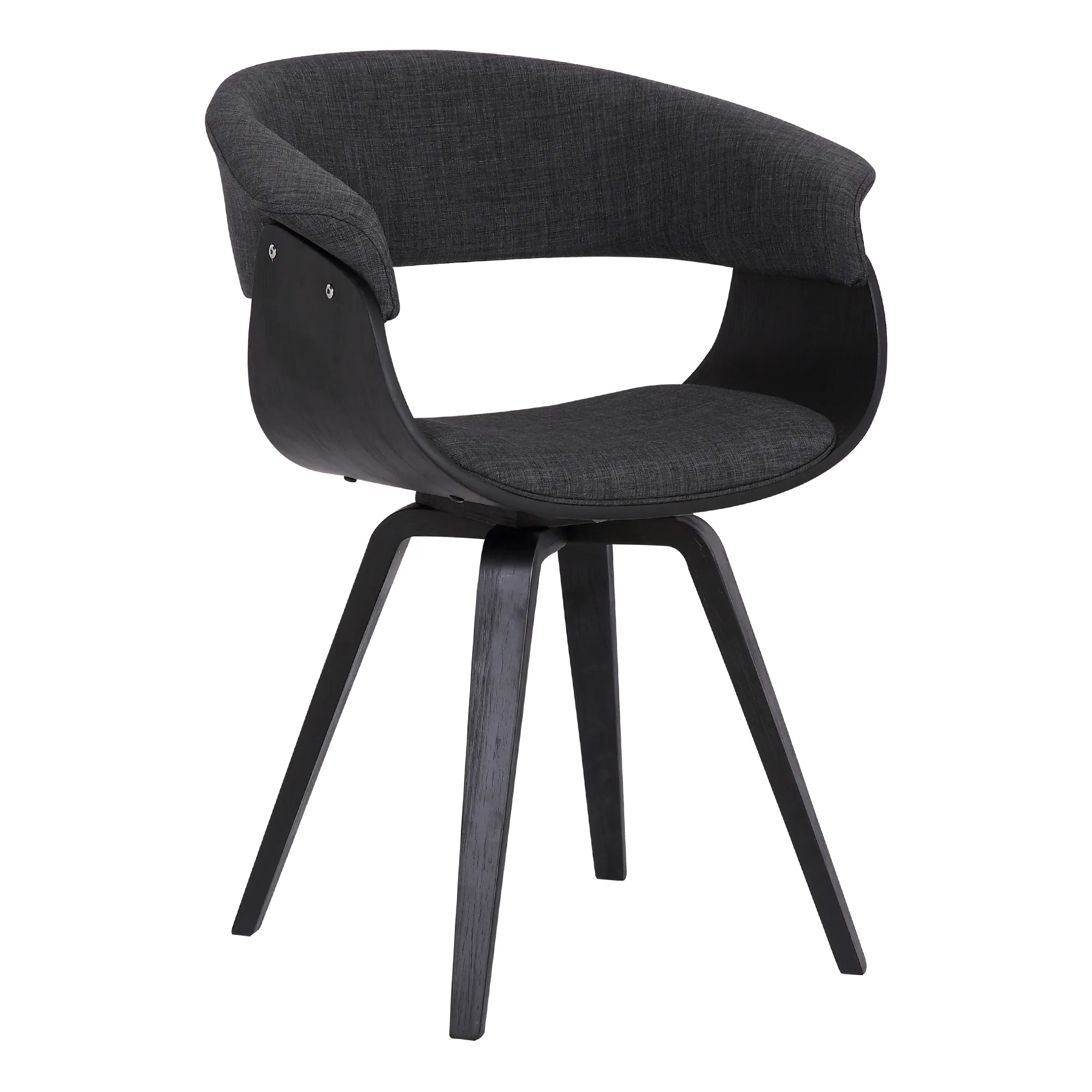 Summer Contemporary Dining Chair in Black Brush Wood Finish and Charcoal Fabric