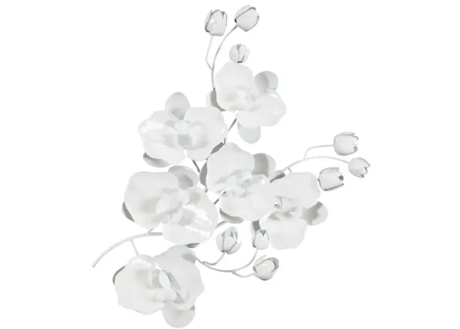 Orchid Sprig Wall Art, Medium, Metal, White