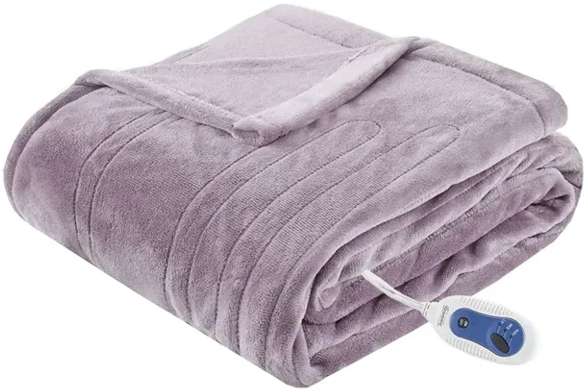 Beautyrest Heated Plush Lavender Throw