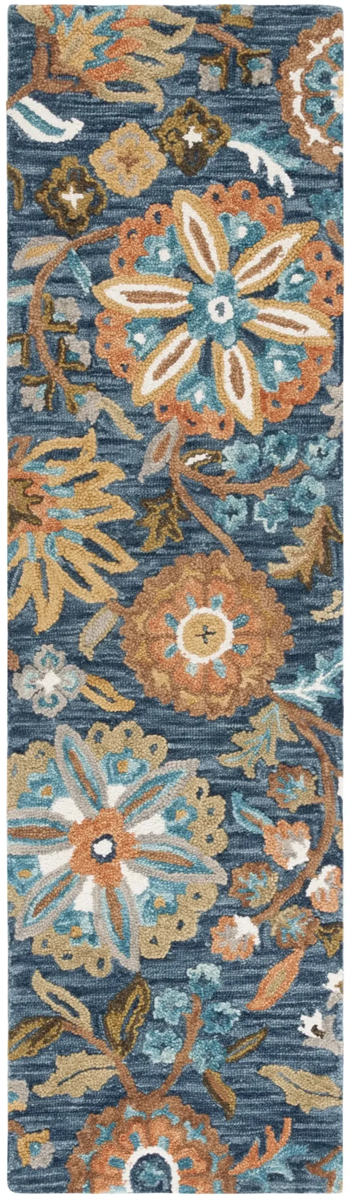 BLOSSOM 409 BLUE  2'-3' x 8' Runner Rug