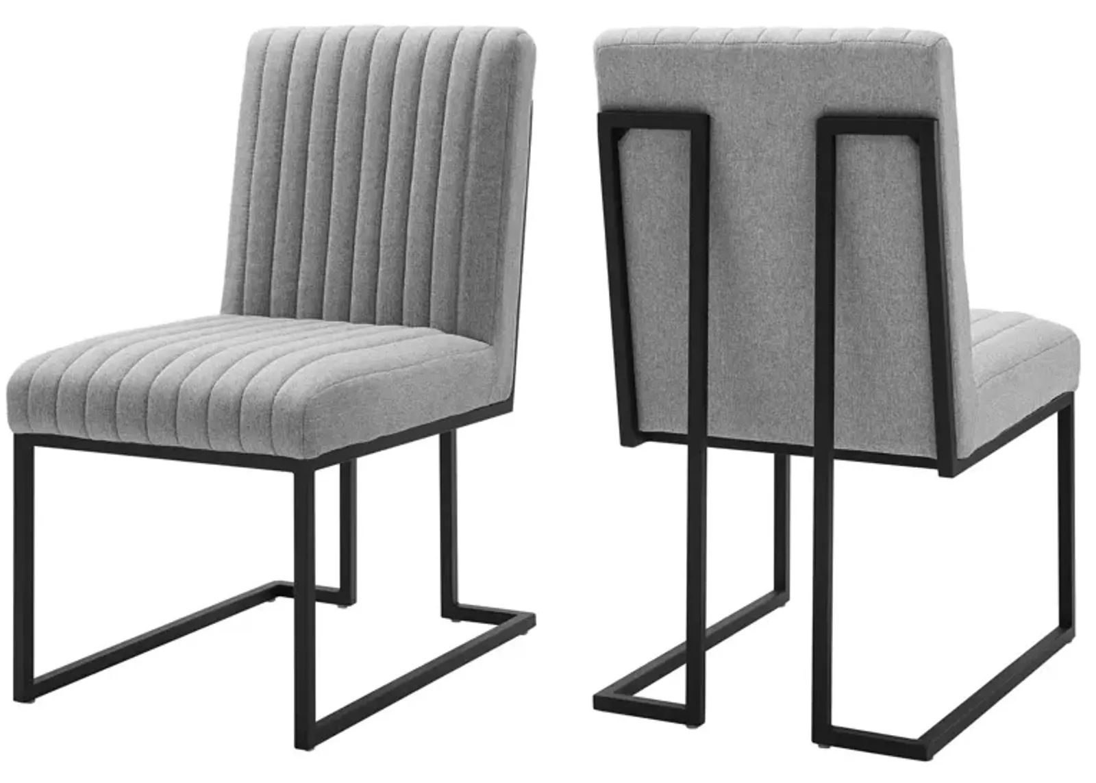 Indulge Channel Tufted Fabric Dining Chairs - Set of 2