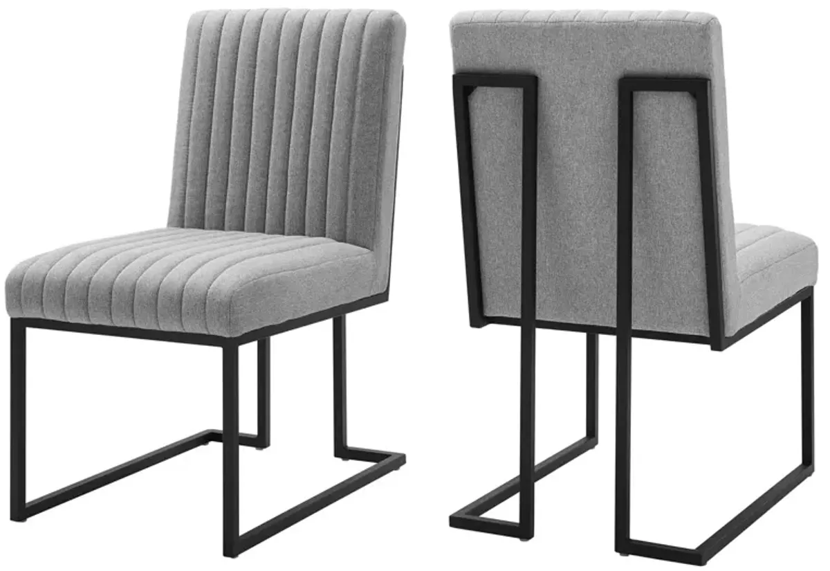 Indulge Channel Tufted Fabric Dining Chairs - Set of 2