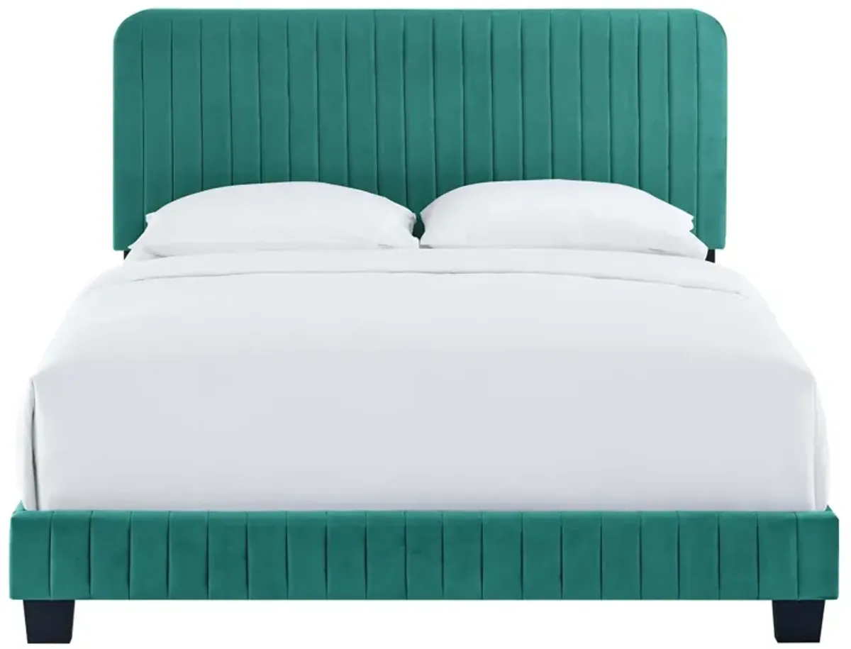 Celine Channel Tufted Performance Velvet Twin Platform Bed