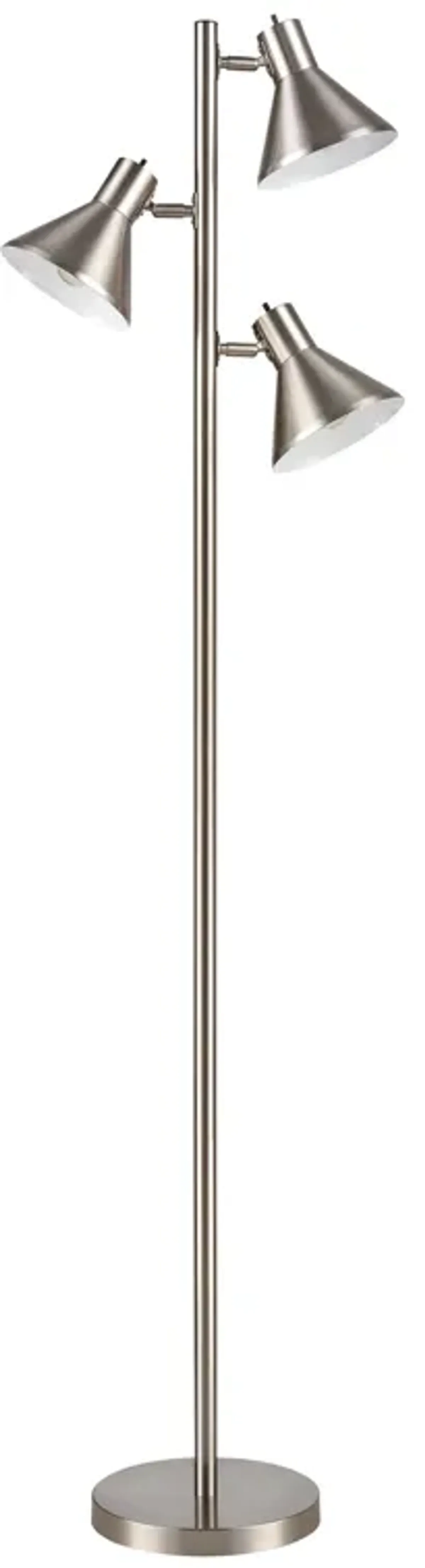 Loman 65'' High 3-Light Floor Lamp - Satin Nickel - Includes LED Bulbs