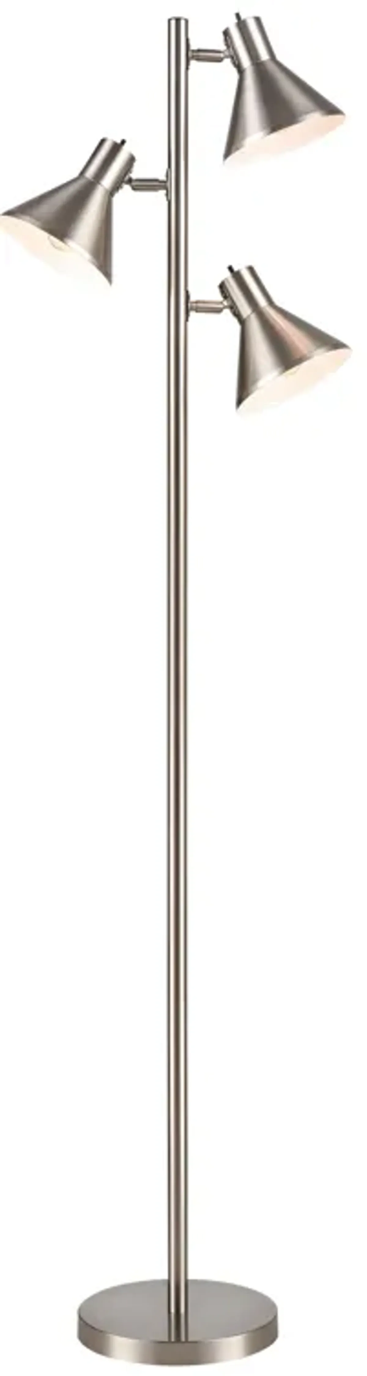 Loman 65'' High 3-Light Floor Lamp - Satin Nickel - Includes LED Bulbs