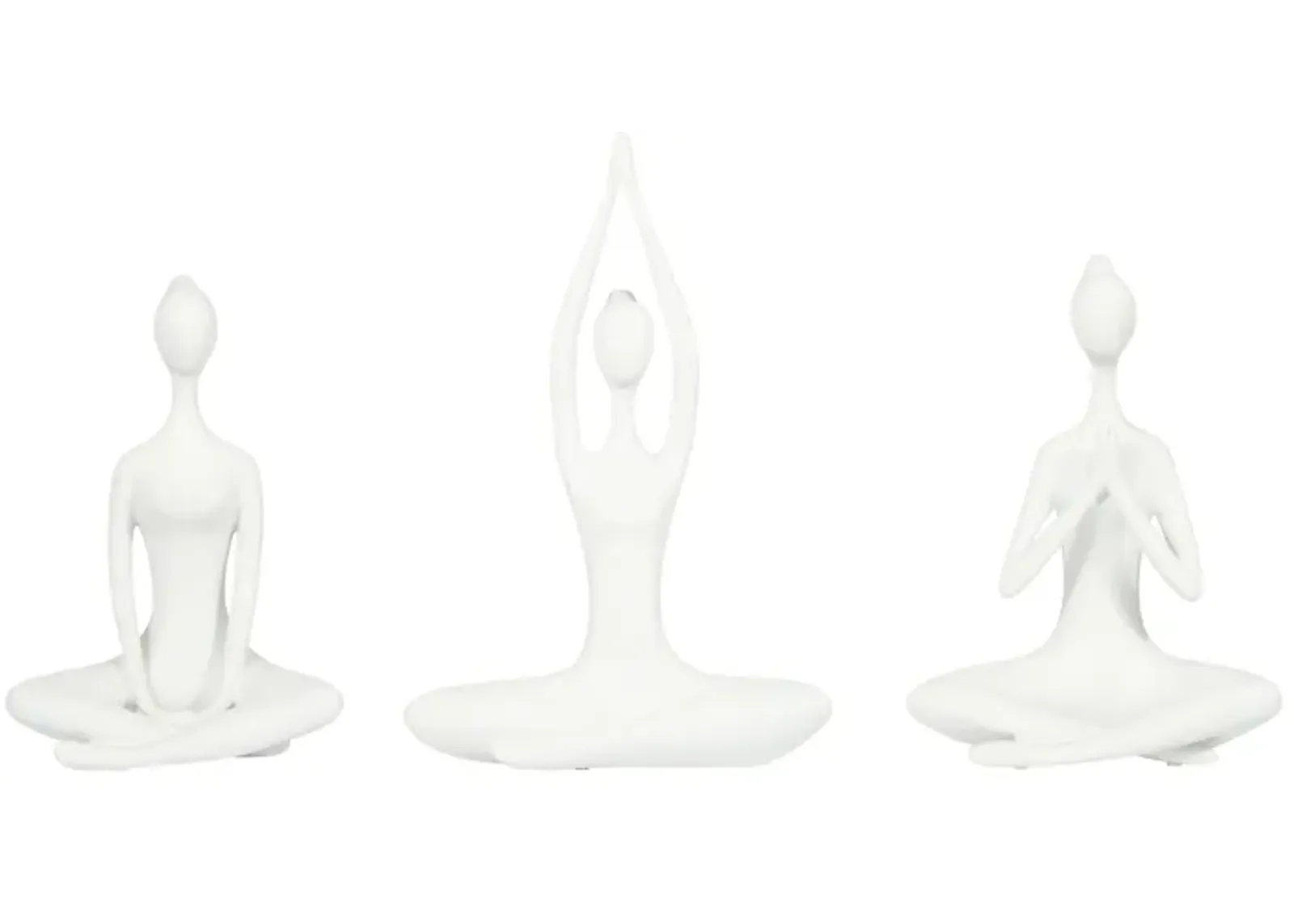 Resin, S/3 10"h Yoga Ladies, Wht