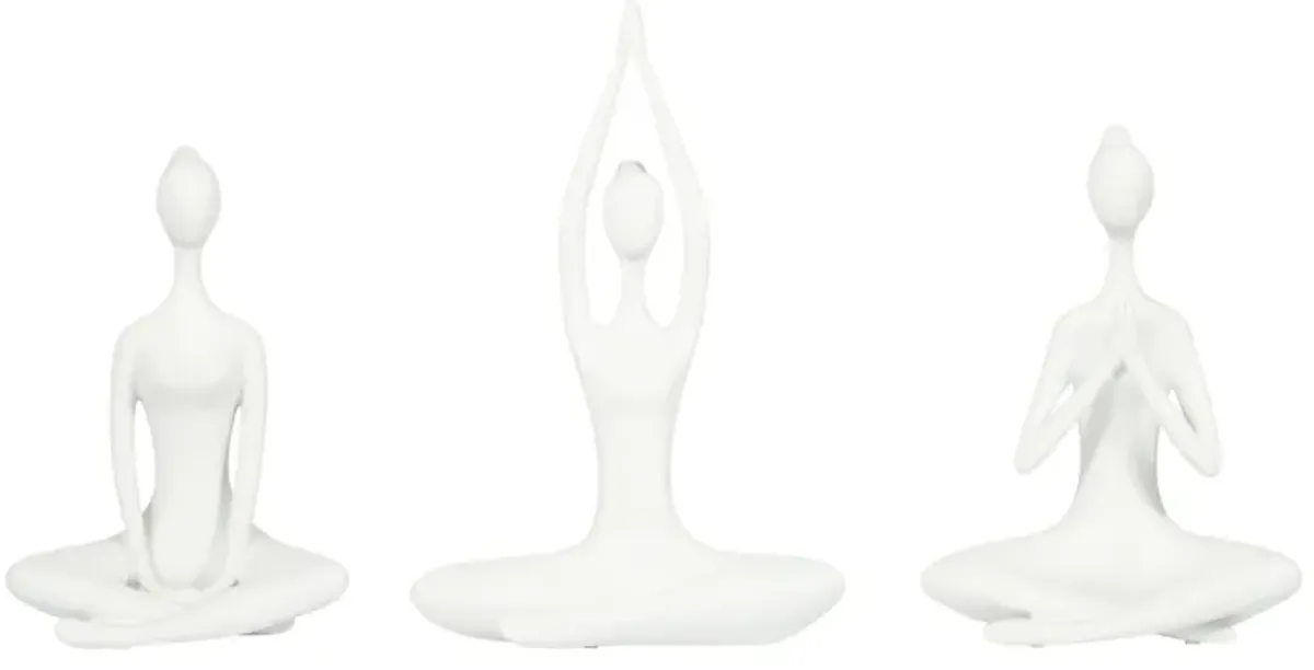 Resin, S/3 10"h Yoga Ladies, Wht