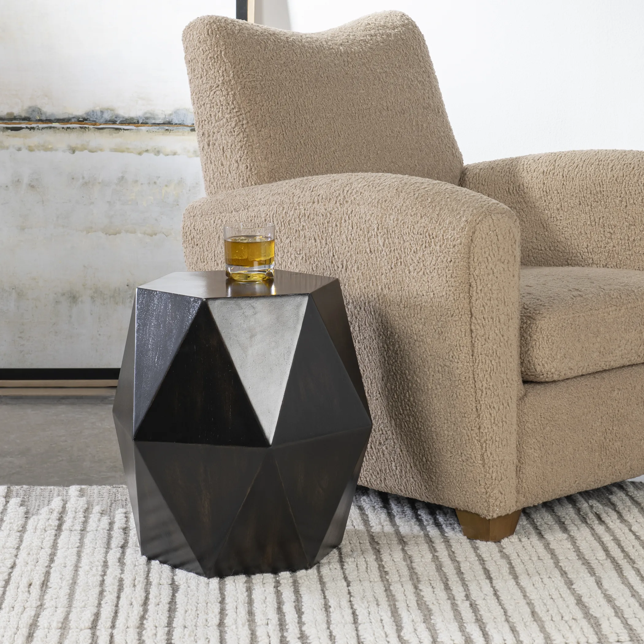 Volker Black Geometric Accent Table