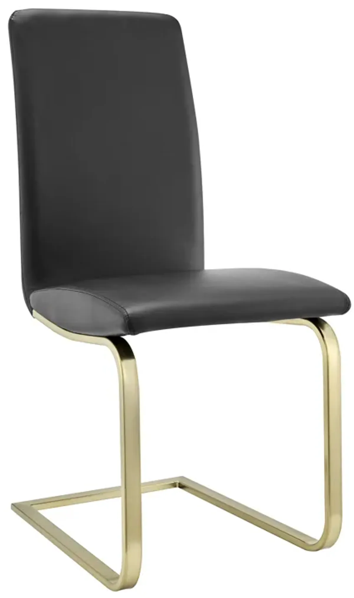 Cinzia Dining Chair in Black with Matte Brushed Gold Legs - Set of 2