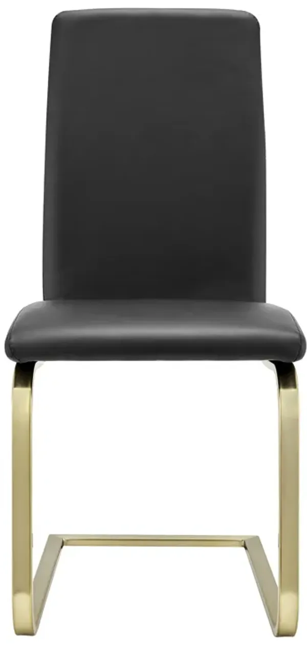 Cinzia Dining Chair in Black with Matte Brushed Gold Legs - Set of 2